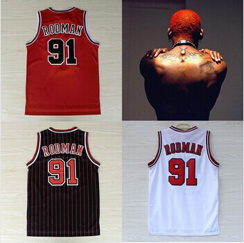 Ǹ ī 91 Ͻε    ڼ ΰε  Ʈ   ũ S-XXL/Hot Sell Chicago 91 Dennis Rodman Basketball Jersey Embroidery Logos Rodman Retro Basketbal